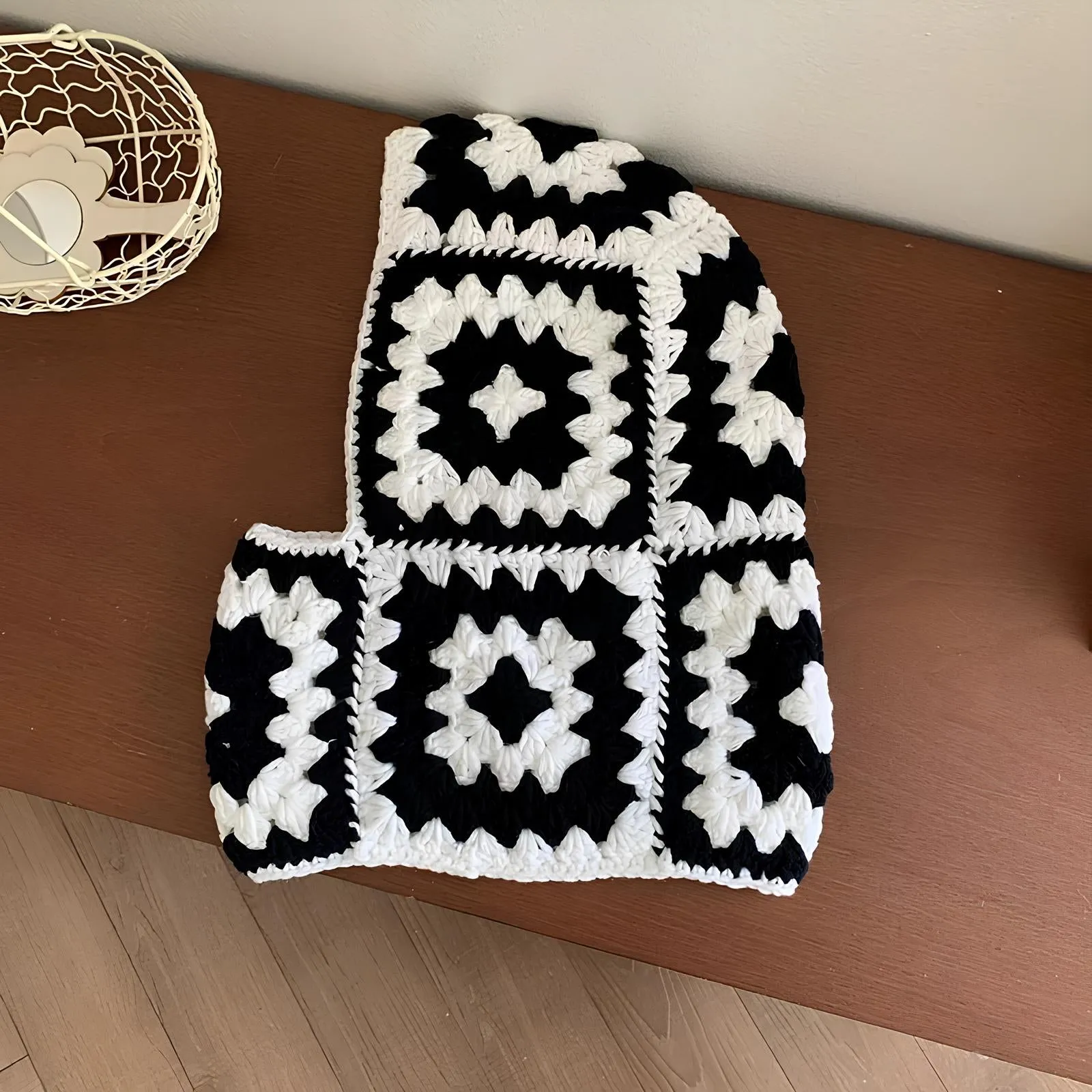 Handmade Crochet Floral Knitted Balaclava  Cozy & Retro Winter Essential