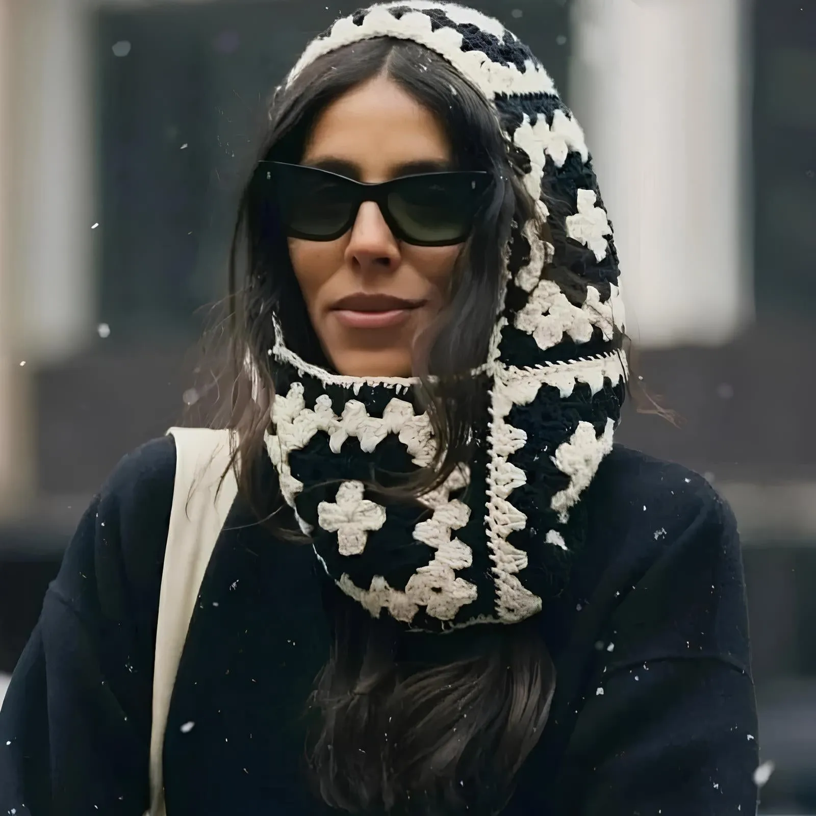 Handmade Crochet Floral Knitted Balaclava  Cozy & Retro Winter Essential