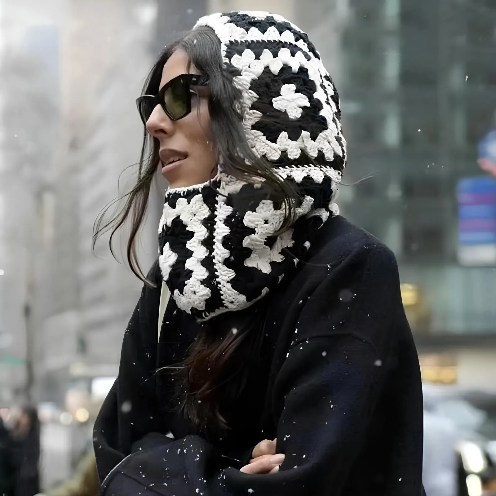 Handmade Crochet Floral Knitted Balaclava  Cozy & Retro Winter Essential