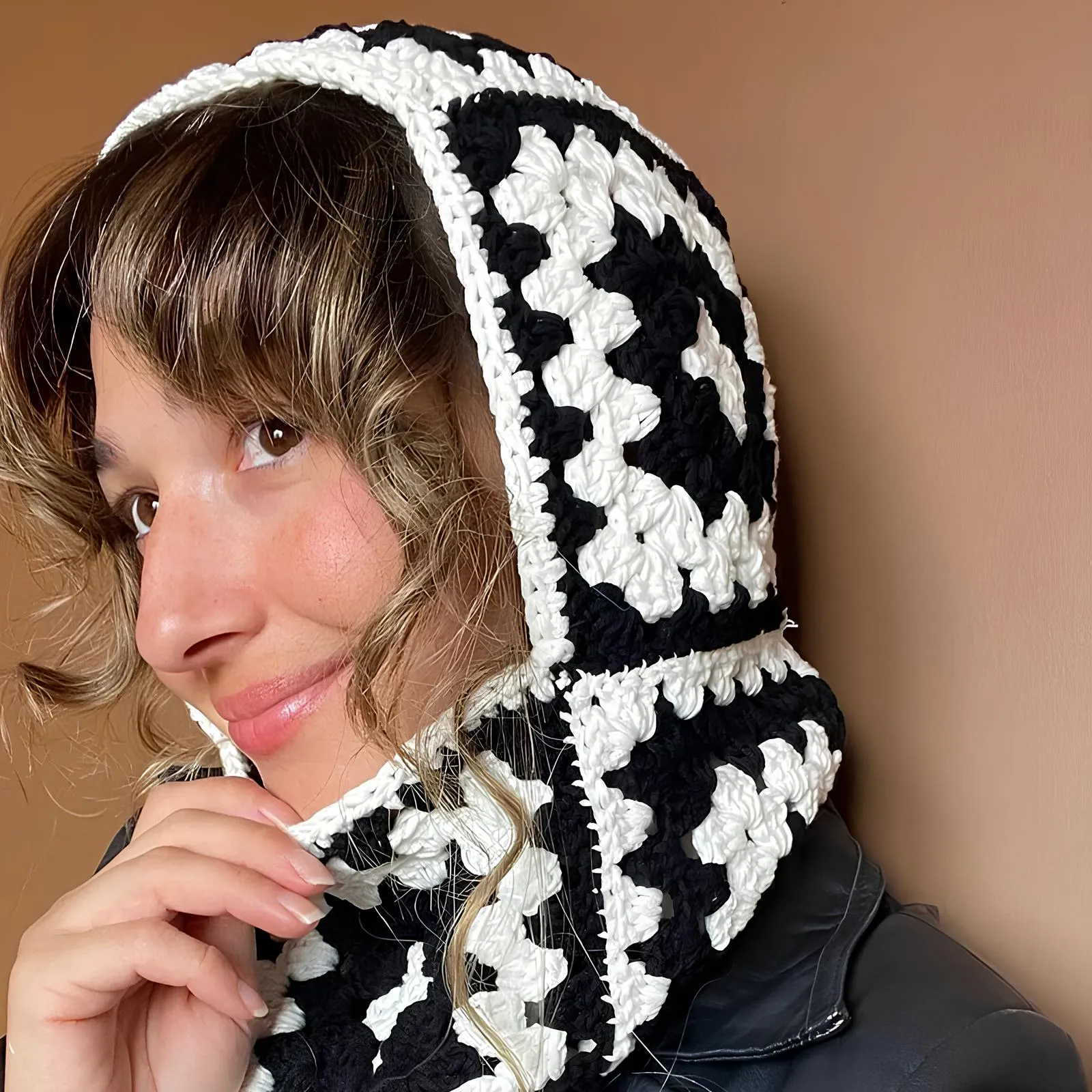 Handmade Crochet Floral Knitted Balaclava  Cozy & Retro Winter Essential