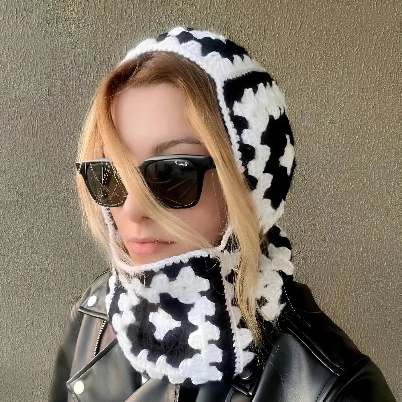 Handmade Crochet Floral Knitted Balaclava  Cozy & Retro Winter Essential