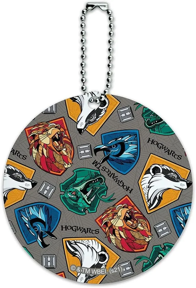 Harry Potter Stylized House Crests Round Luggage ID Tag Card Suitcase Carry-On