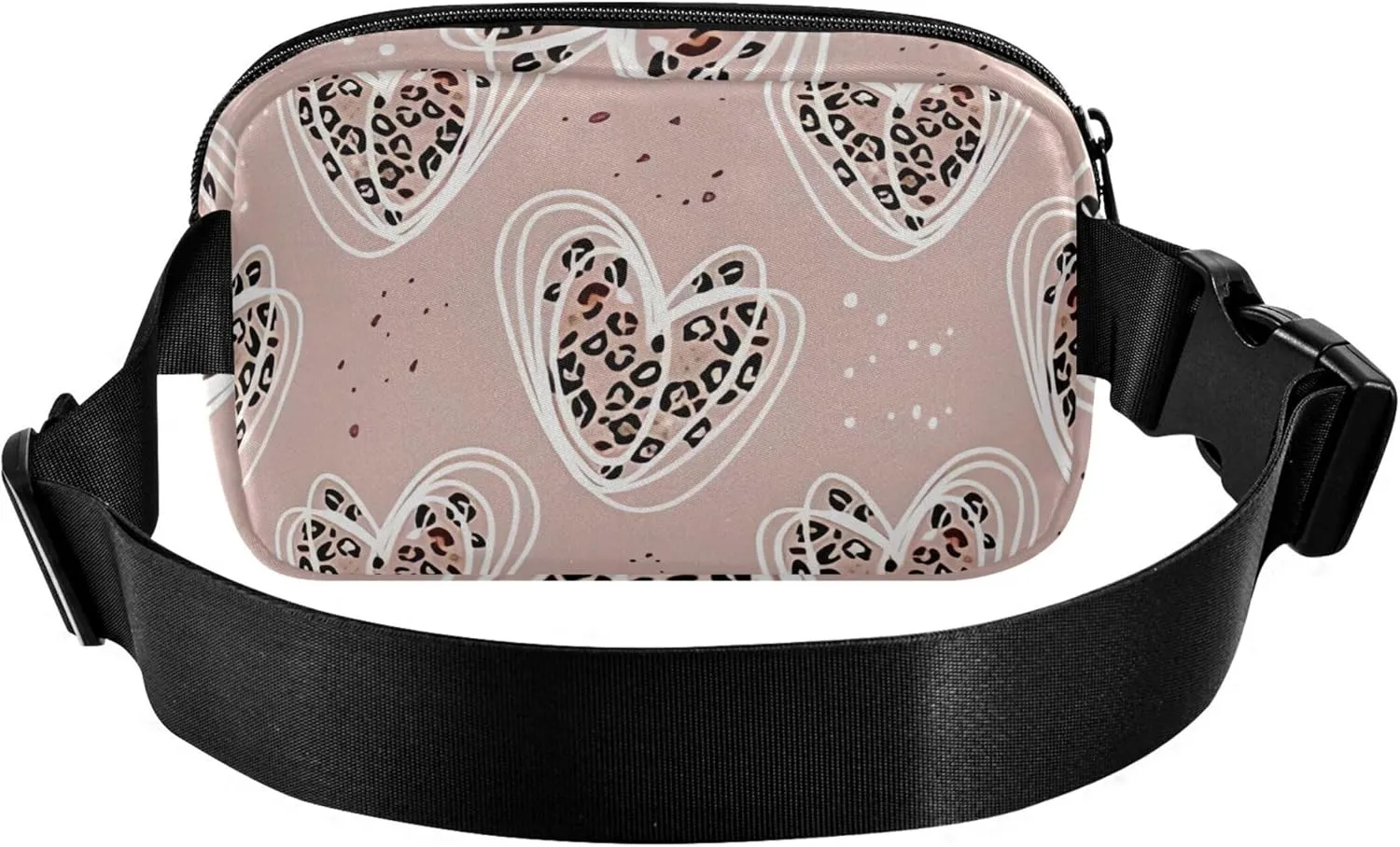 Heart Stylized Leopard Fanny Packs Women Hip Pack Belt Bag Waterproof Cartoon Waist Pouch for Women