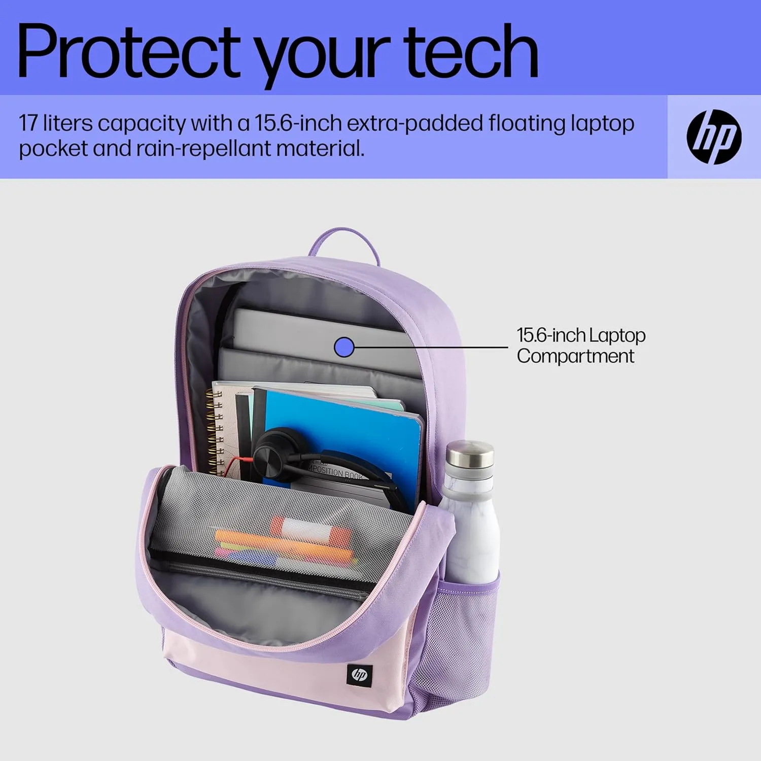 HP Backpack, Lavender, 17 Litri