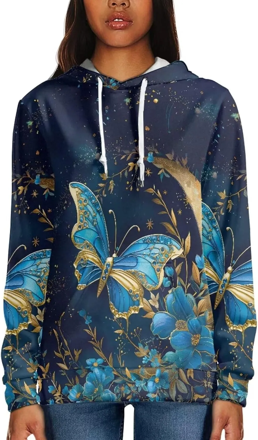 INSTANTARTS Women Girl Long Sleeve Hoodie Sweatshirts Loose Fit Comfortable Athletic Pullover Hooded Tops