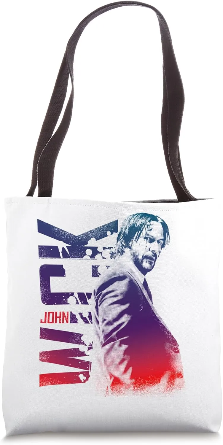 John Wick Colorful Photo with Logo Action Movie Tote Bag