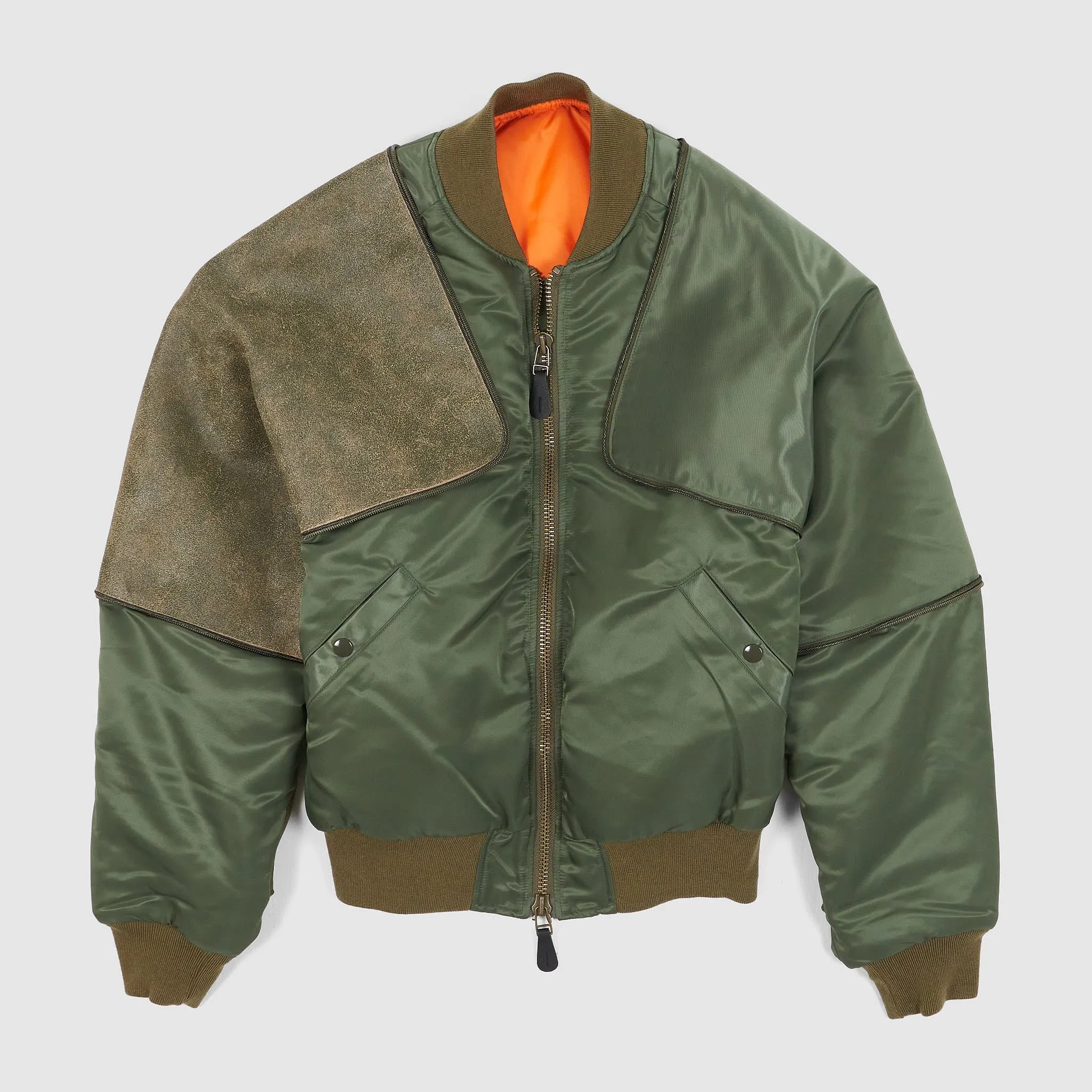 Kapital MA-1 Sham Crack Pillow Leather Bomber Jacket