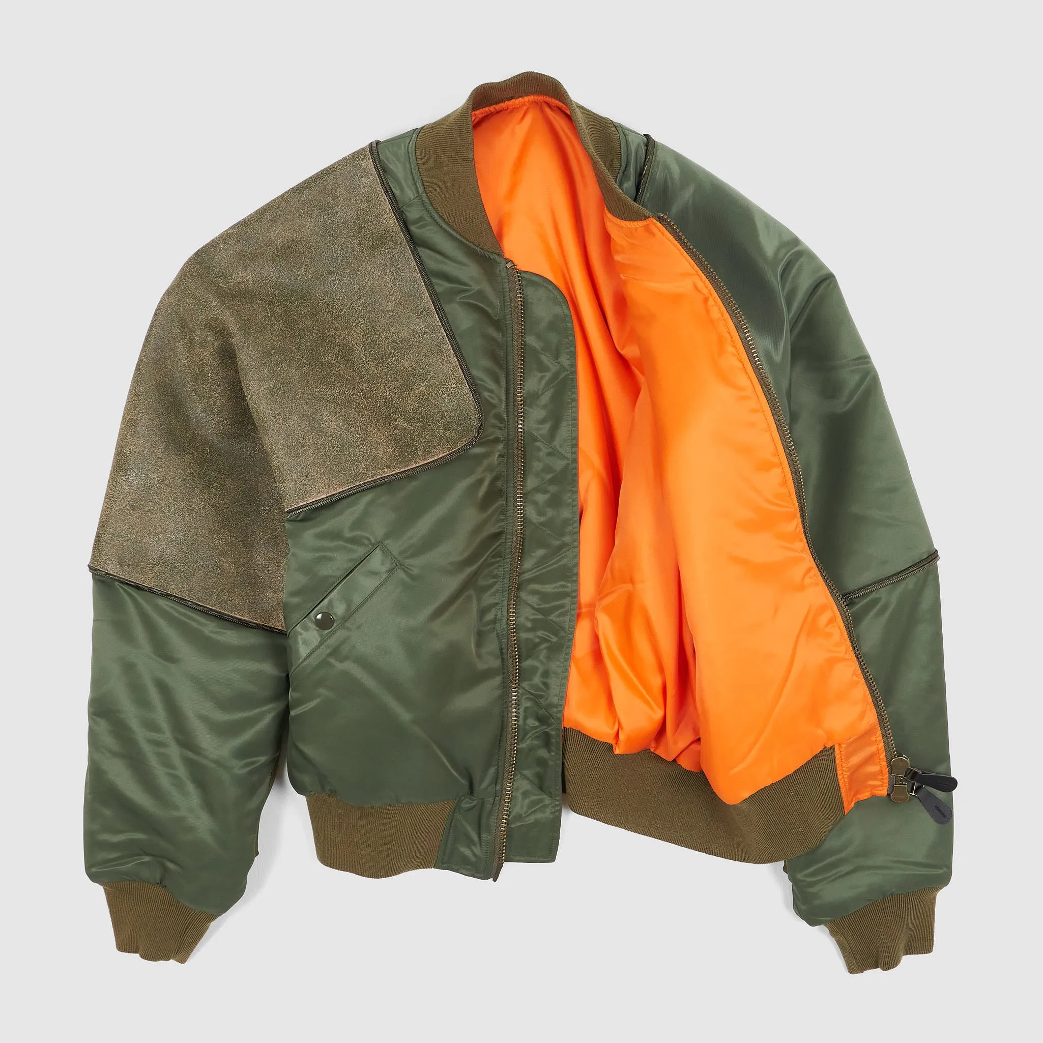 Kapital MA-1 Sham Crack Pillow Leather Bomber Jacket