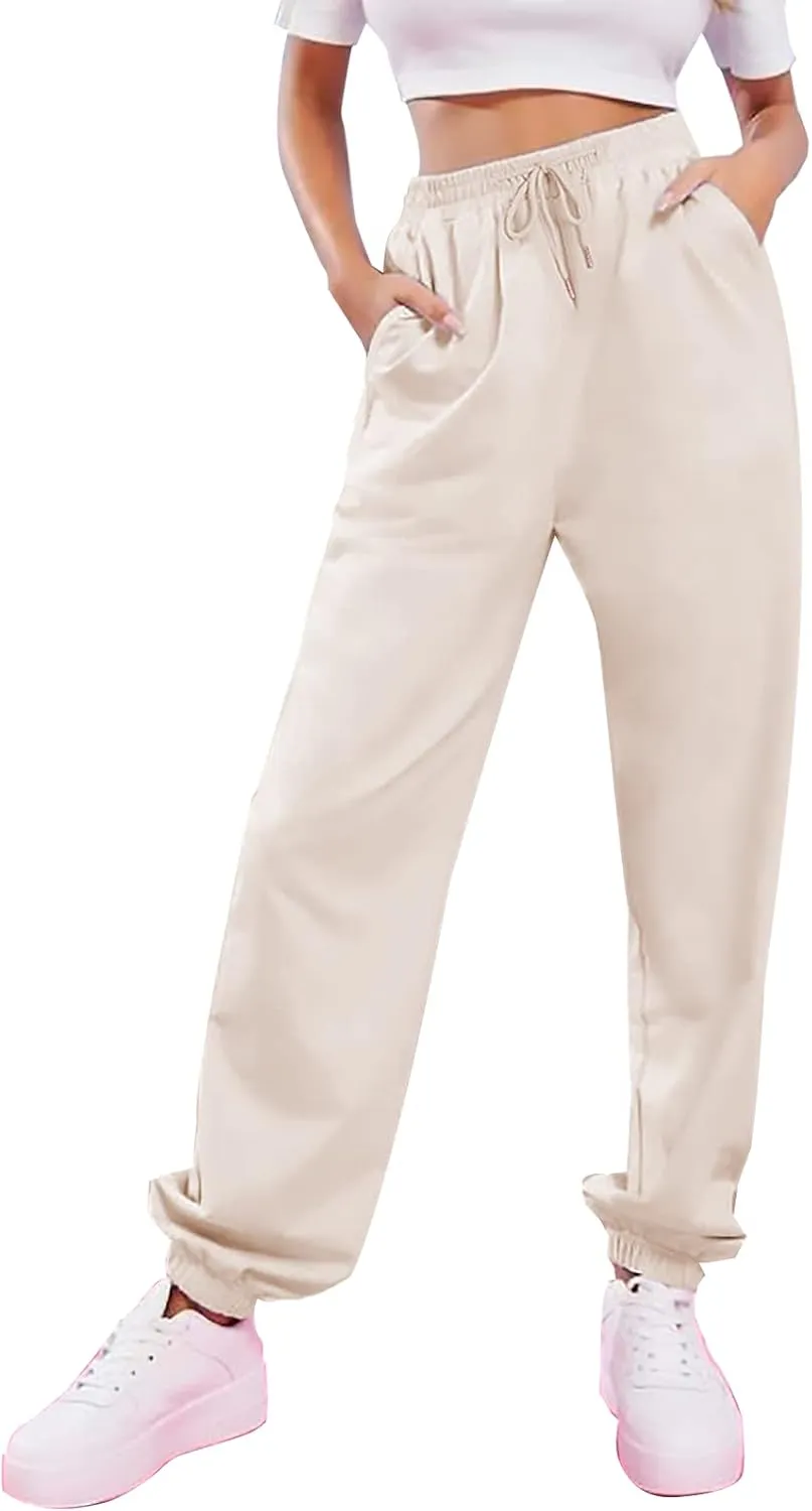KEEVICI Women's Cute Cinch High Waist Hip Hop Dance Sport Sweatpants Pasetl Jogger Pants Baggy Trousers with Pocket
