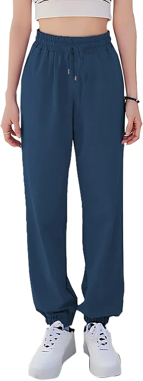 KEEVICI Women's Cute Cinch High Waist Hip Hop Dance Sport Sweatpants Pasetl Jogger Pants Baggy Trousers with Pocket