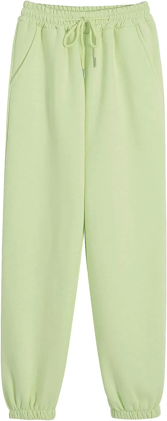 KEEVICI Women's Cute Cinch High Waist Hip Hop Dance Sport Sweatpants Pasetl Jogger Pants Baggy Trousers with Pocket