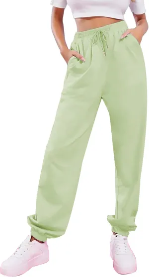 KEEVICI Women's Cute Cinch High Waist Hip Hop Dance Sport Sweatpants Pasetl Jogger Pants Baggy Trousers with Pocket