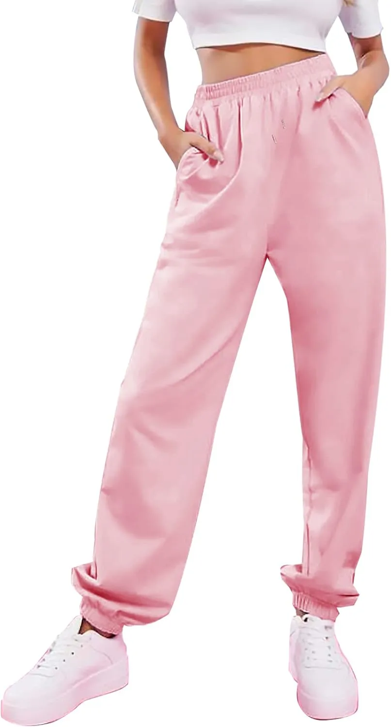 KEEVICI Women's Cute Cinch High Waist Hip Hop Dance Sport Sweatpants Pasetl Jogger Pants Baggy Trousers with Pocket