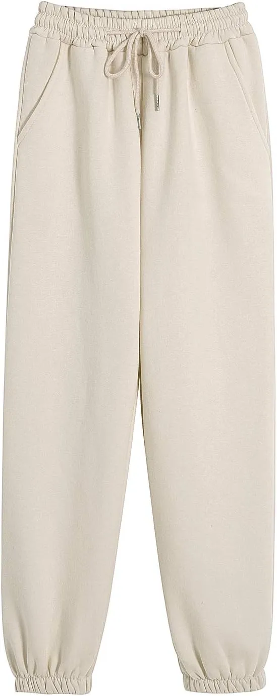 KEEVICI Women's Cute Cinch High Waist Hip Hop Dance Sport Sweatpants Pasetl Jogger Pants Baggy Trousers with Pocket
