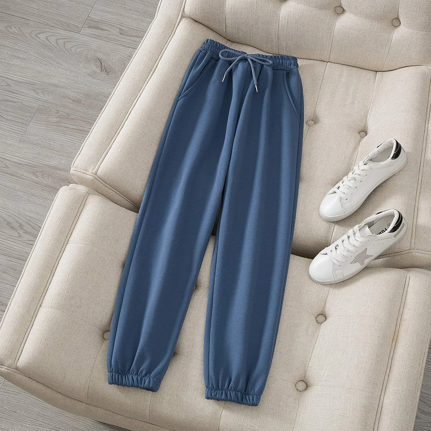 KEEVICI Women's Cute Cinch High Waist Hip Hop Dance Sport Sweatpants Pasetl Jogger Pants Baggy Trousers with Pocket