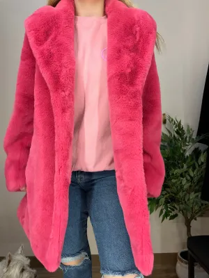 Le Mink Hot Pink Faux Fur Jacket