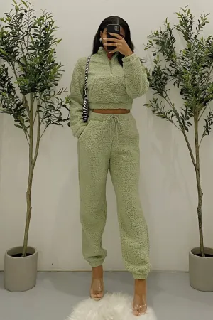 Lena Sherpa Set (Sage Green)