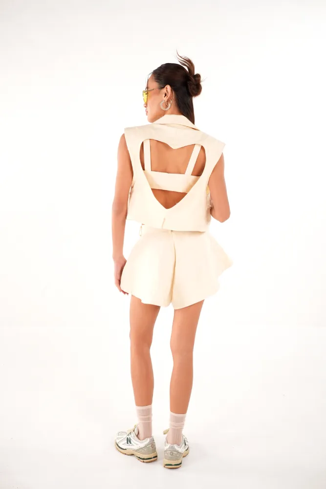Libby Stylish Open Vest Top | Banana Yellow