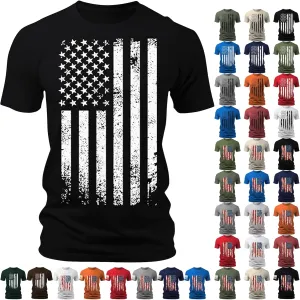 Litetao 4th of July Shirts for Men Big Tall American Flag Independence Day Short Sleeve Crewneck Patriotic Shirt Summer Tees