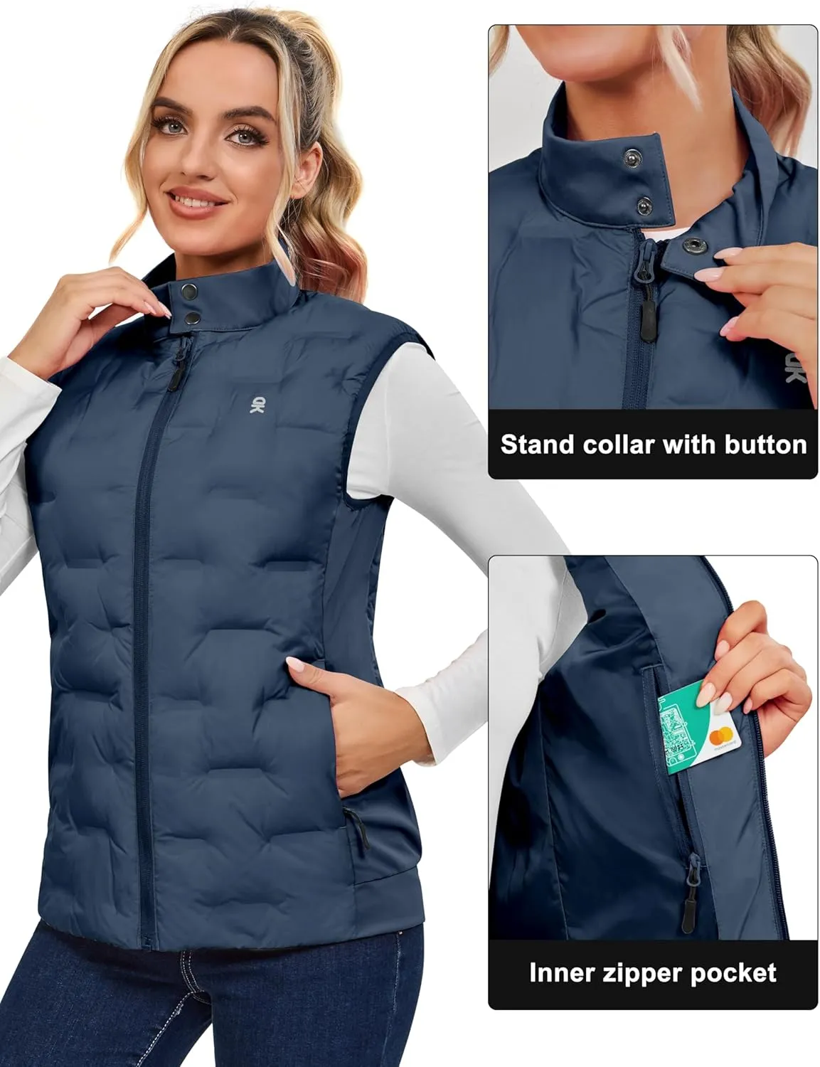 Little Donkey Andy Women's Puffer Vest Lightweight Sleeveless Golf Padded Jacket