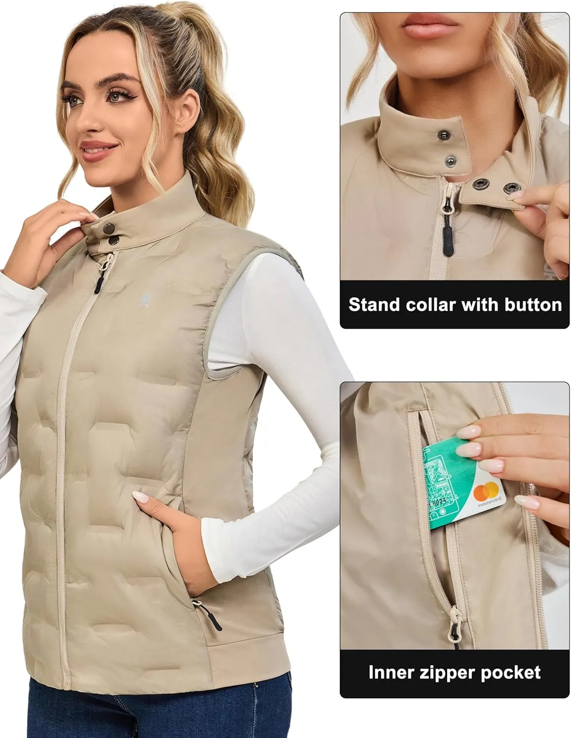 Little Donkey Andy Women's Puffer Vest Lightweight Sleeveless Golf Padded Jacket