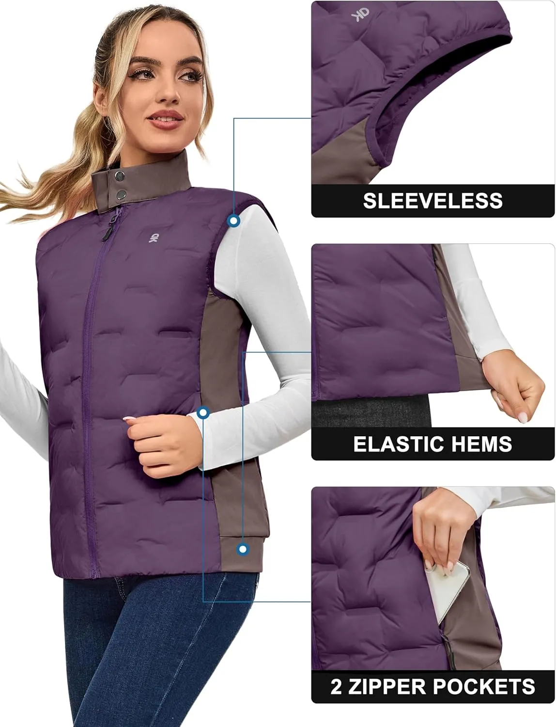 Little Donkey Andy Women's Puffer Vest Lightweight Sleeveless Golf Padded Jacket
