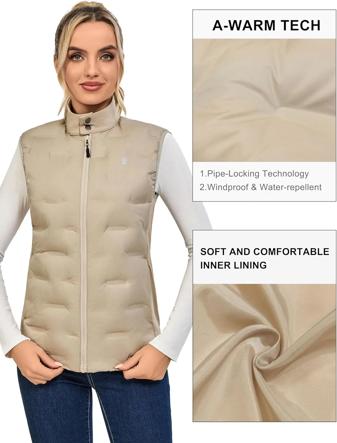 Little Donkey Andy Women's Puffer Vest Lightweight Sleeveless Golf Padded Jacket