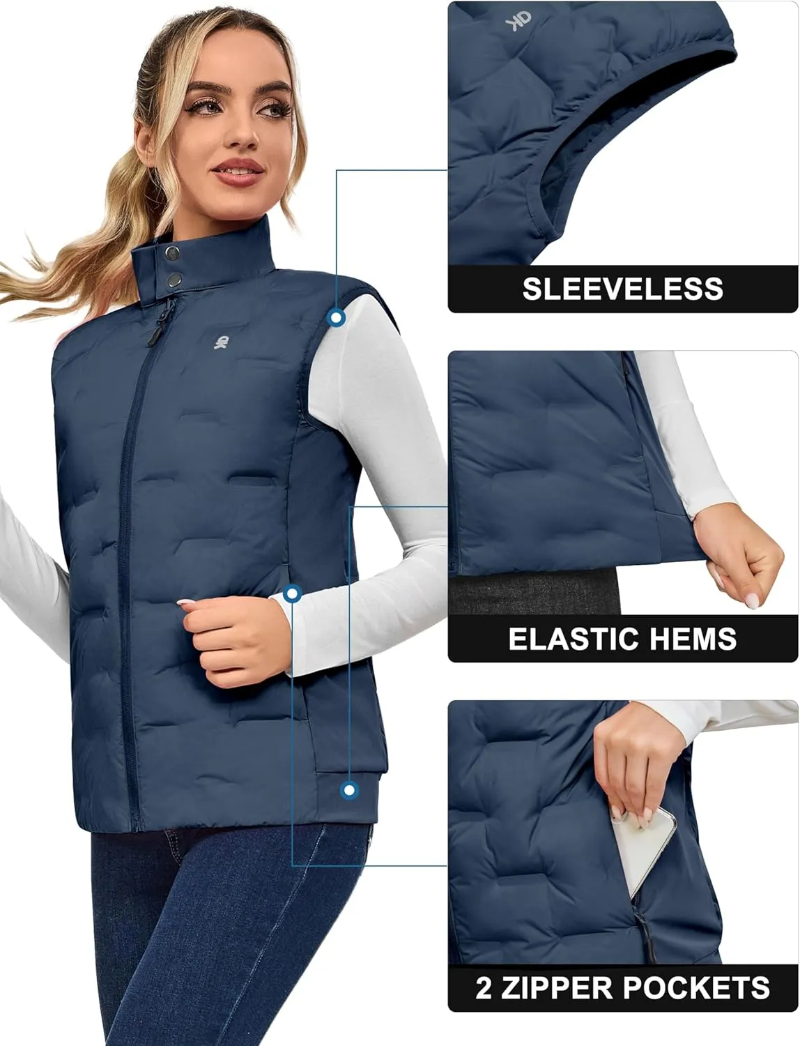 Little Donkey Andy Women's Puffer Vest Lightweight Sleeveless Golf Padded Jacket