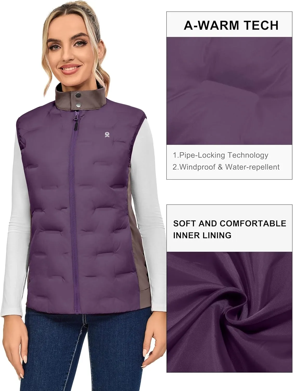 Little Donkey Andy Women's Puffer Vest Lightweight Sleeveless Golf Padded Jacket