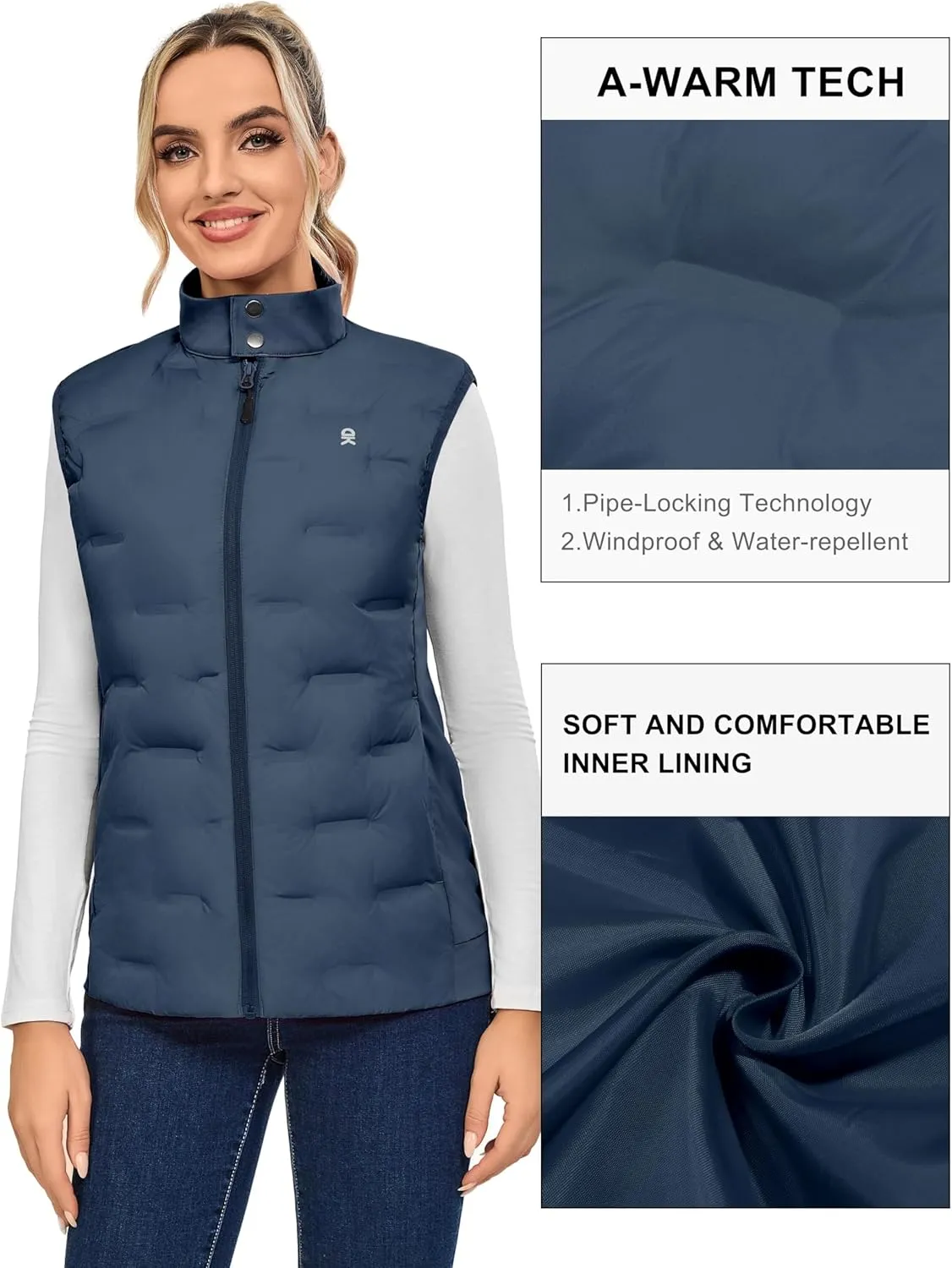 Little Donkey Andy Women's Puffer Vest Lightweight Sleeveless Golf Padded Jacket