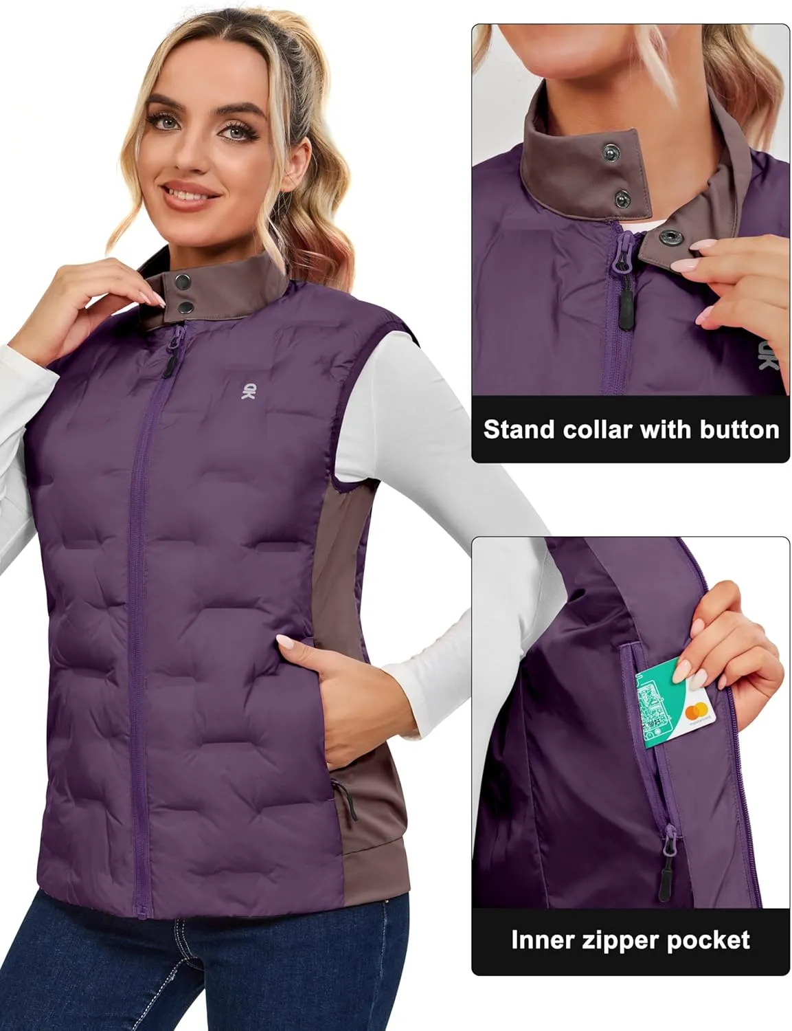 Little Donkey Andy Women's Puffer Vest Lightweight Sleeveless Golf Padded Jacket