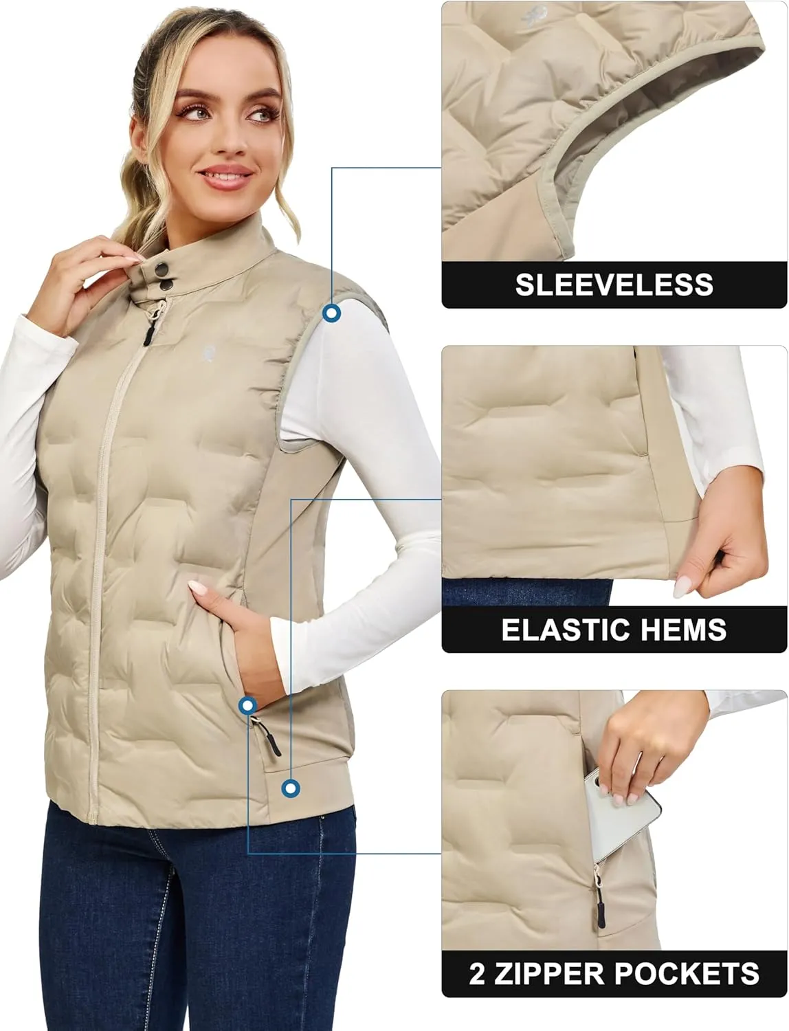 Little Donkey Andy Women's Puffer Vest Lightweight Sleeveless Golf Padded Jacket