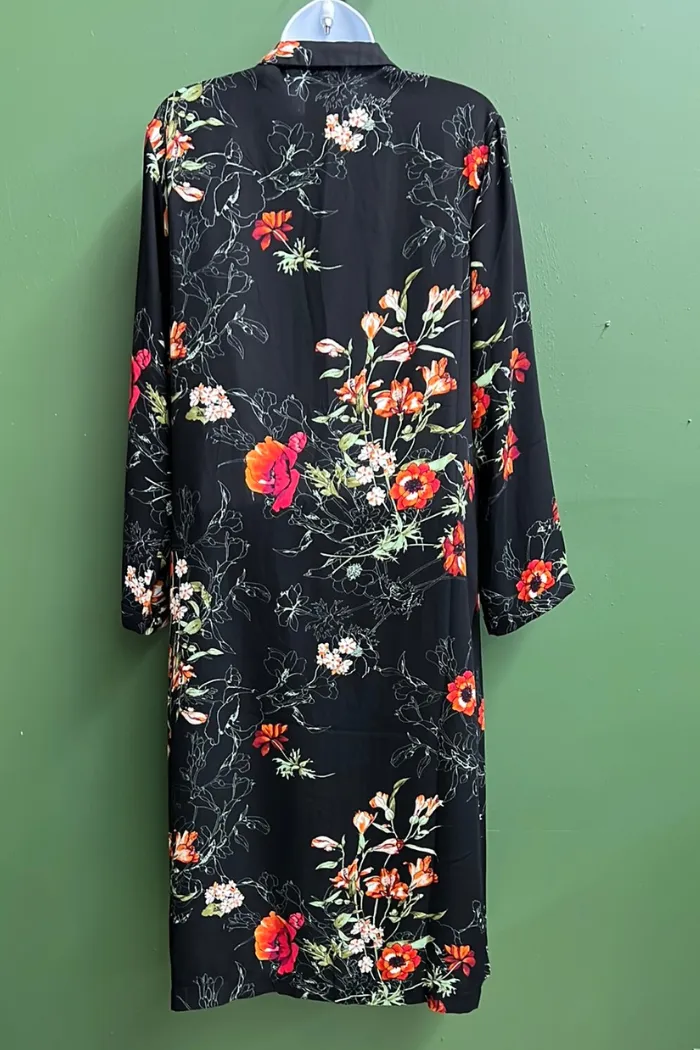Long black/floral cover up