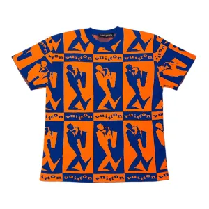 Louis Vuitton Jazz Flyers Checkered Knit Short Sleeve Tee Shirt Orange Blue Pre-Owned