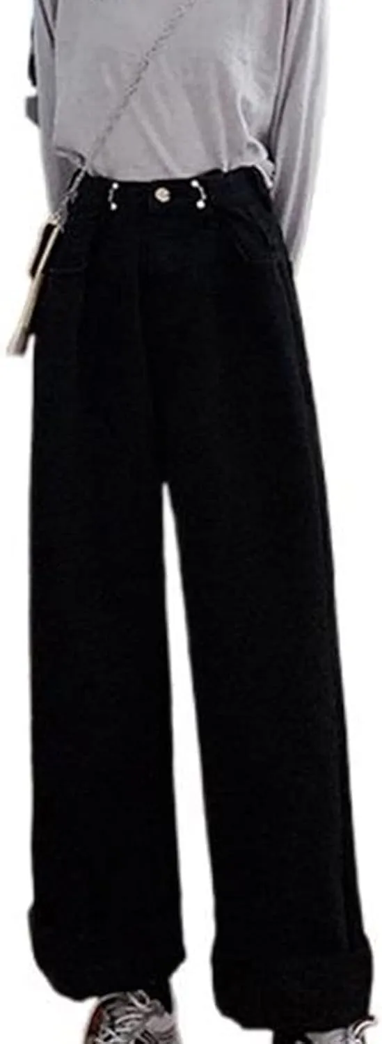 Maiyifu-GJ Women's High Waist Baggy Jeans Casual Wide Leg Boyfriends Denim Pants Loose Fit Straight Jean Trousers Streetwear