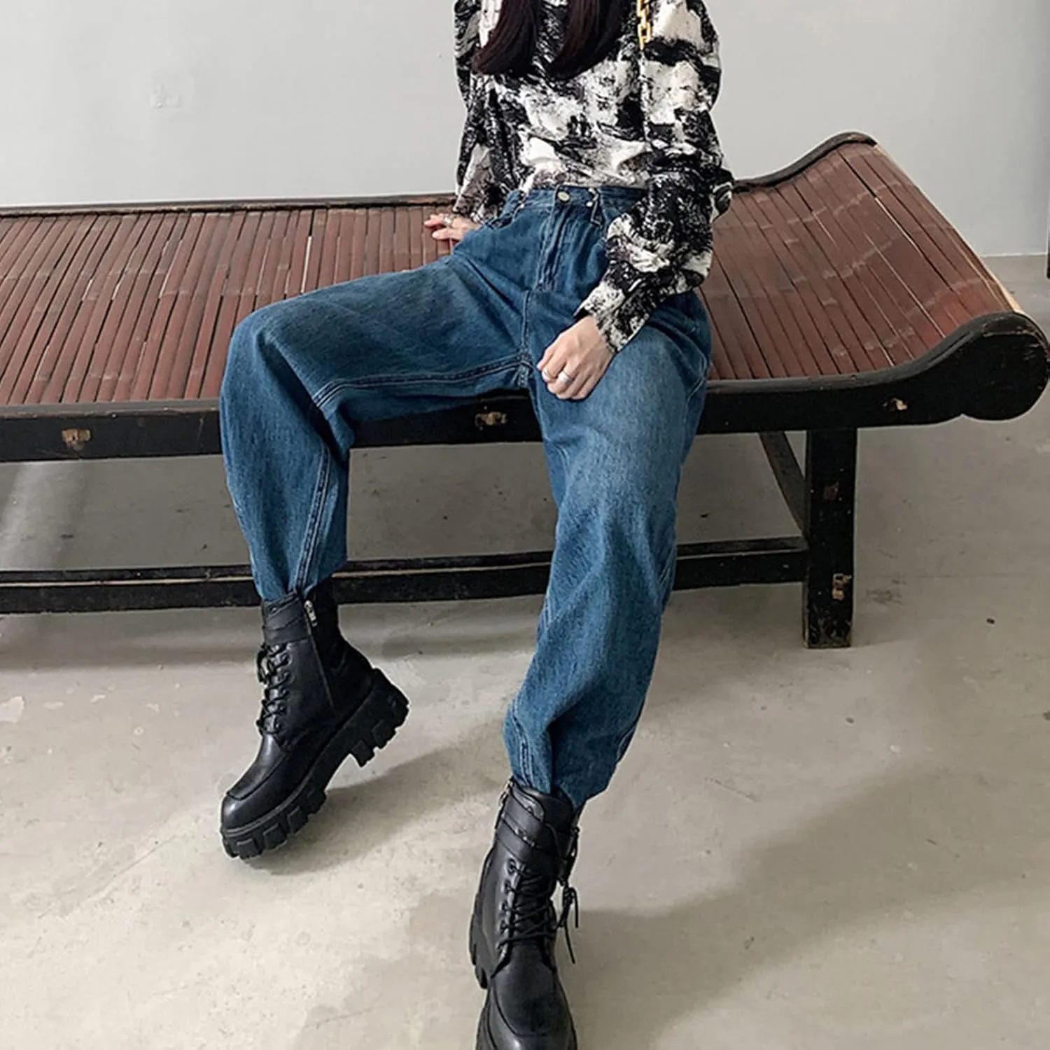 Maiyifu-GJ Women's High Waist Baggy Jeans Casual Wide Leg Boyfriends Denim Pants Loose Fit Straight Jean Trousers Streetwear