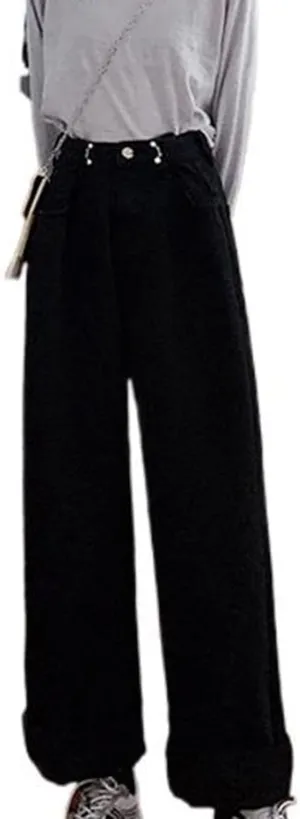 Maiyifu-GJ Women's High Waist Baggy Jeans Casual Wide Leg Boyfriends Denim Pants Loose Fit Straight Jean Trousers Streetwear