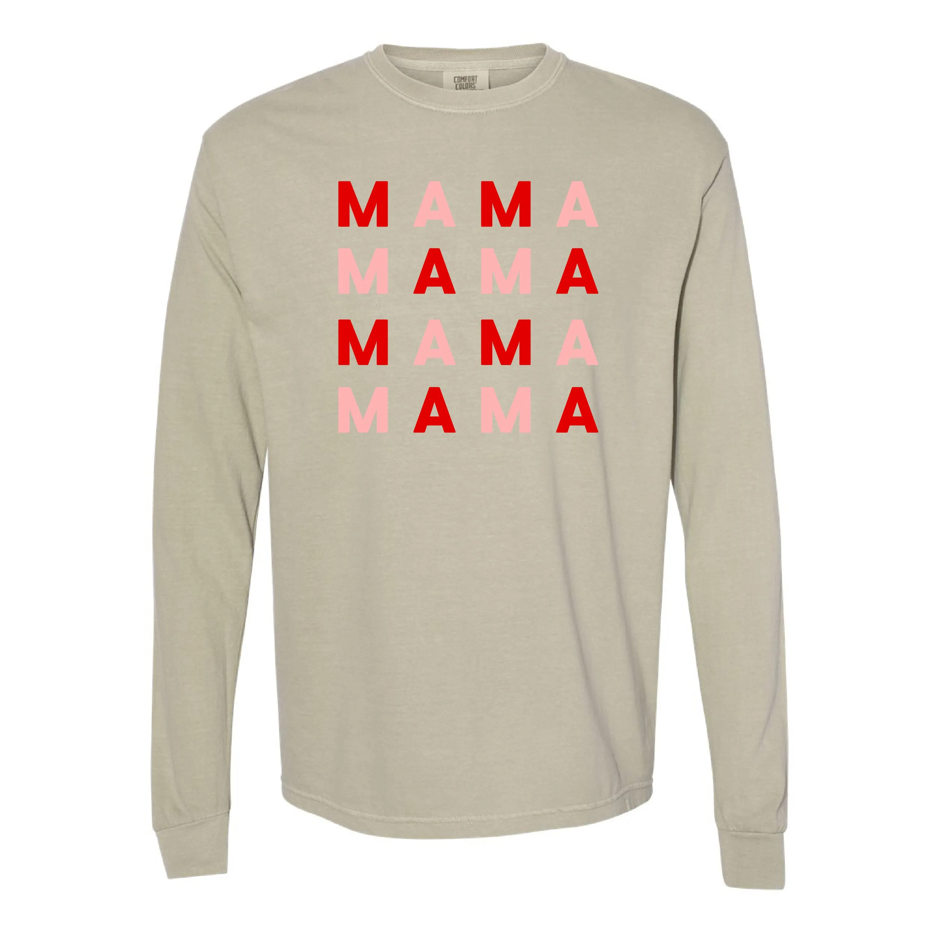 MAMA x 4 (Pink and Red) - LONG SLEEVE Comfort Colors Tee