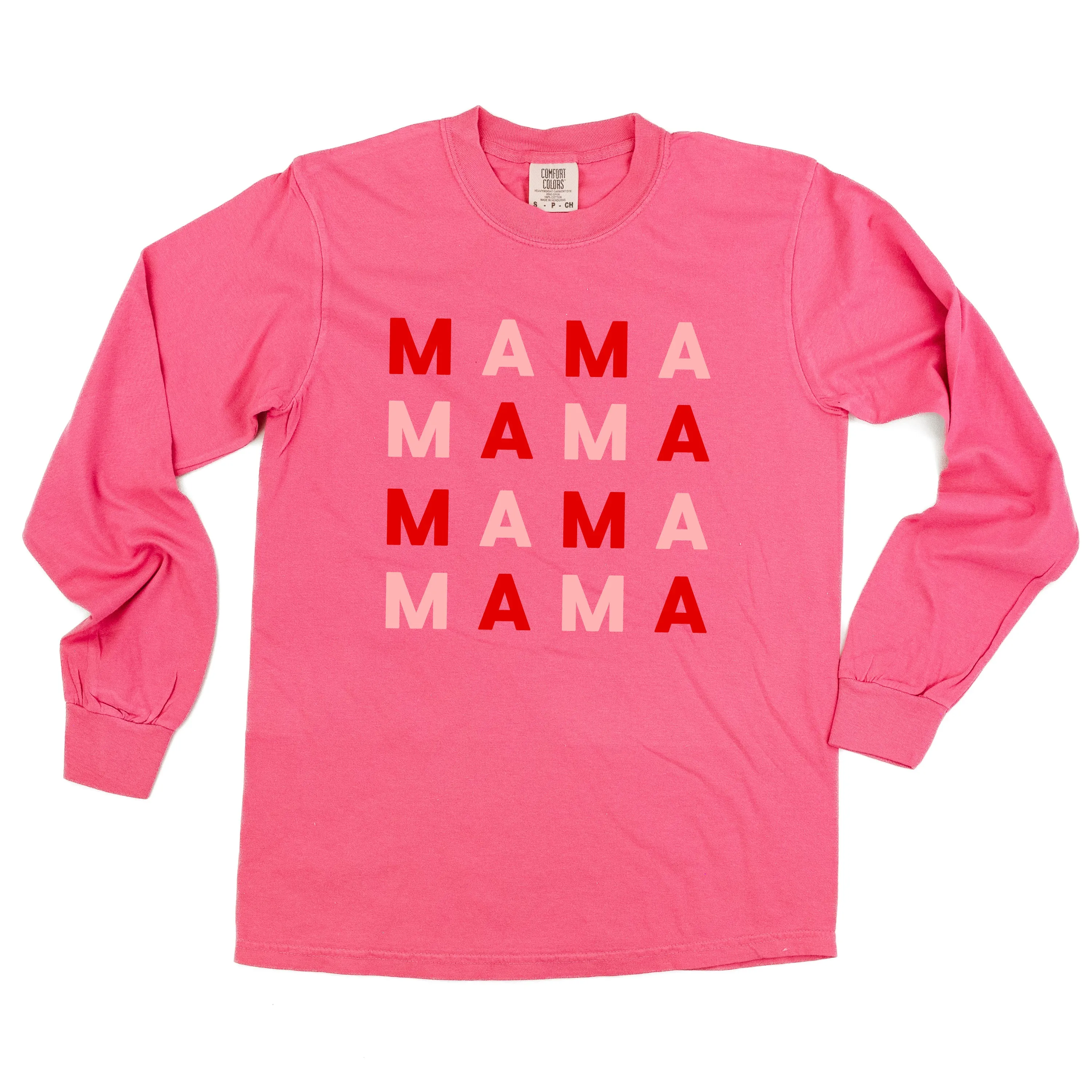MAMA x 4 (Pink and Red) - LONG SLEEVE Comfort Colors Tee