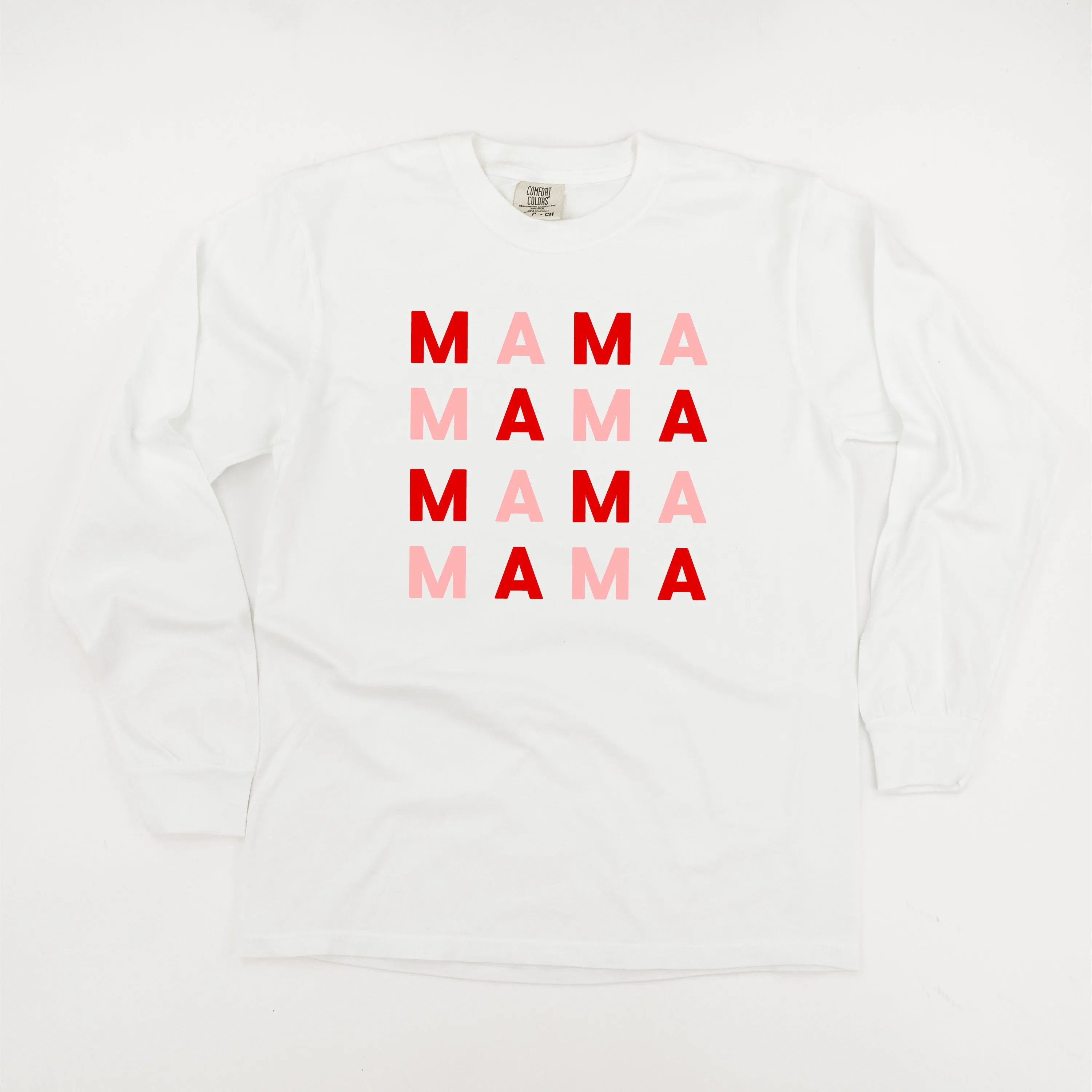 MAMA x 4 (Pink and Red) - LONG SLEEVE Comfort Colors Tee