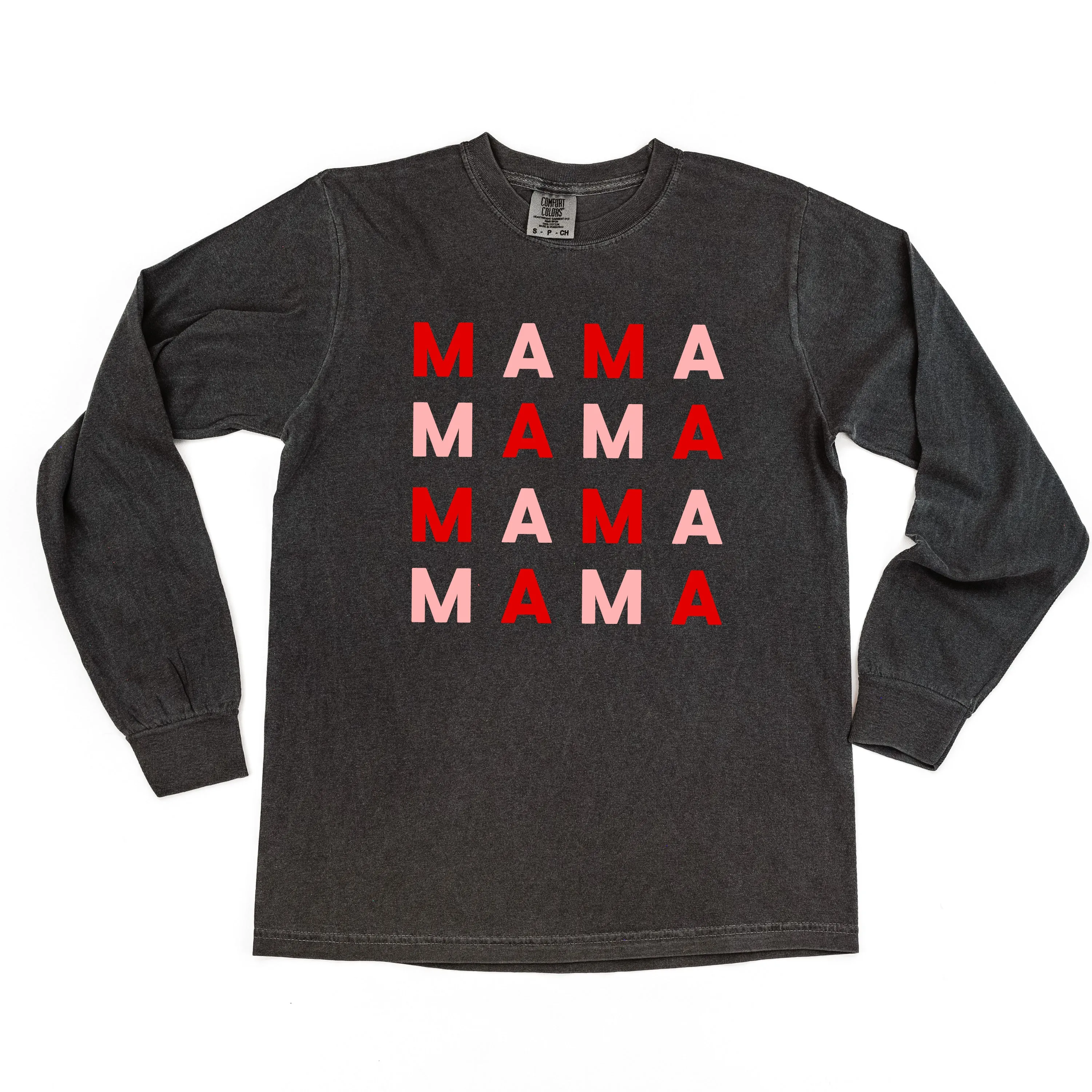 MAMA x 4 (Pink and Red) - LONG SLEEVE Comfort Colors Tee
