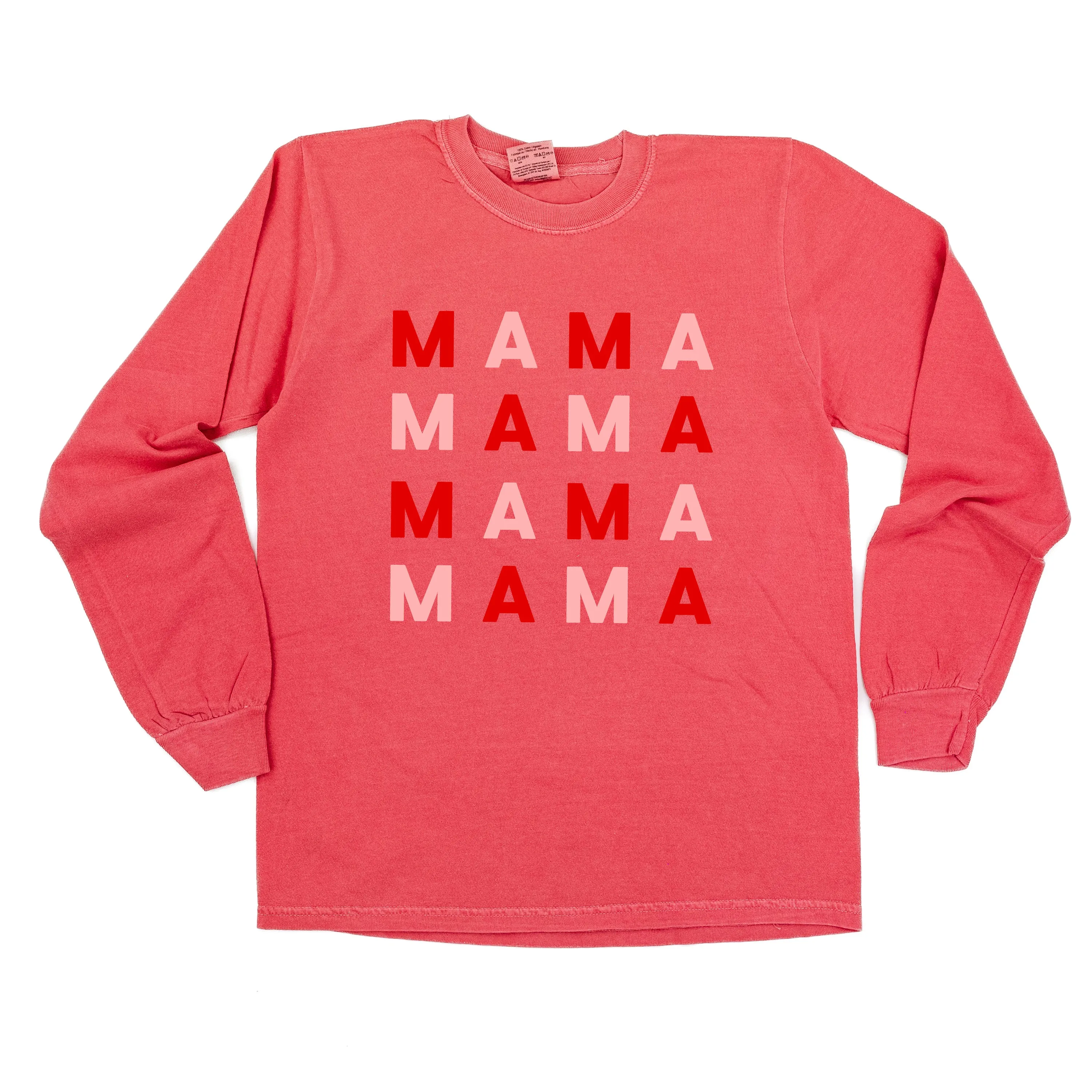 MAMA x 4 (Pink and Red) - LONG SLEEVE Comfort Colors Tee