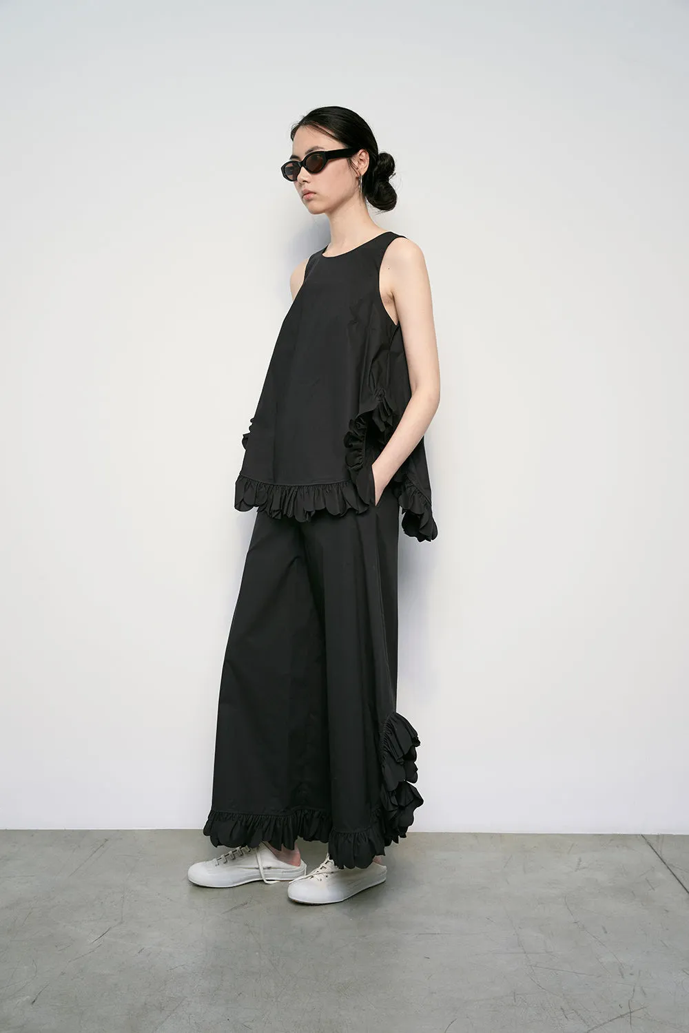 MEIMEIJ Black Ruffle Trousers