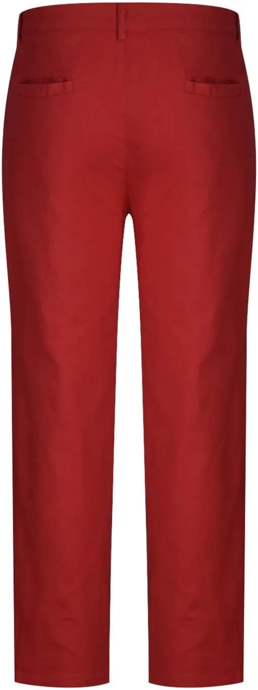 Men's Cotton Linen Dress Pants Casual Lightweight Flat-Front Stretch Chino Pants Business Slim Fit Trousers for Men
