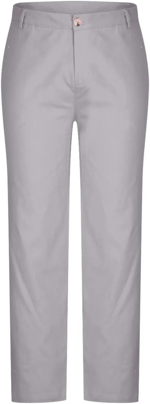 Men's Cotton Linen Dress Pants Casual Lightweight Flat-Front Stretch Chino Pants Business Slim Fit Trousers for Men