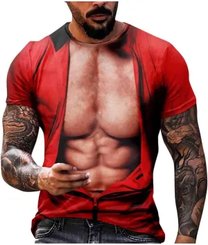 Men's Graphic Tees 3D Pattern Printed Short Sleeve Novelty Muscle T-Shirts Casual Crewneck Tee Top Shirts, M-5XL