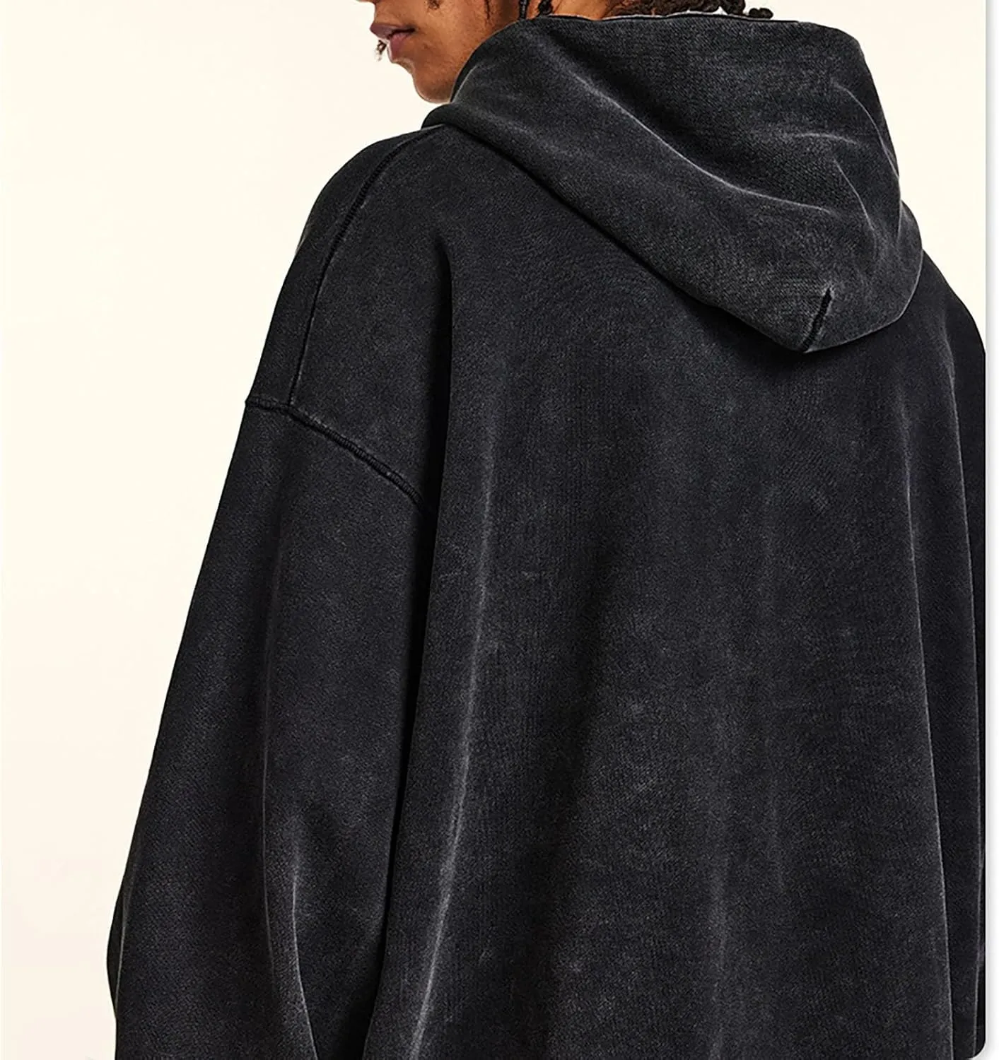 Mens Oversized Cotton Heavyweight Vintage Washed Hoodie Couples Streetwear