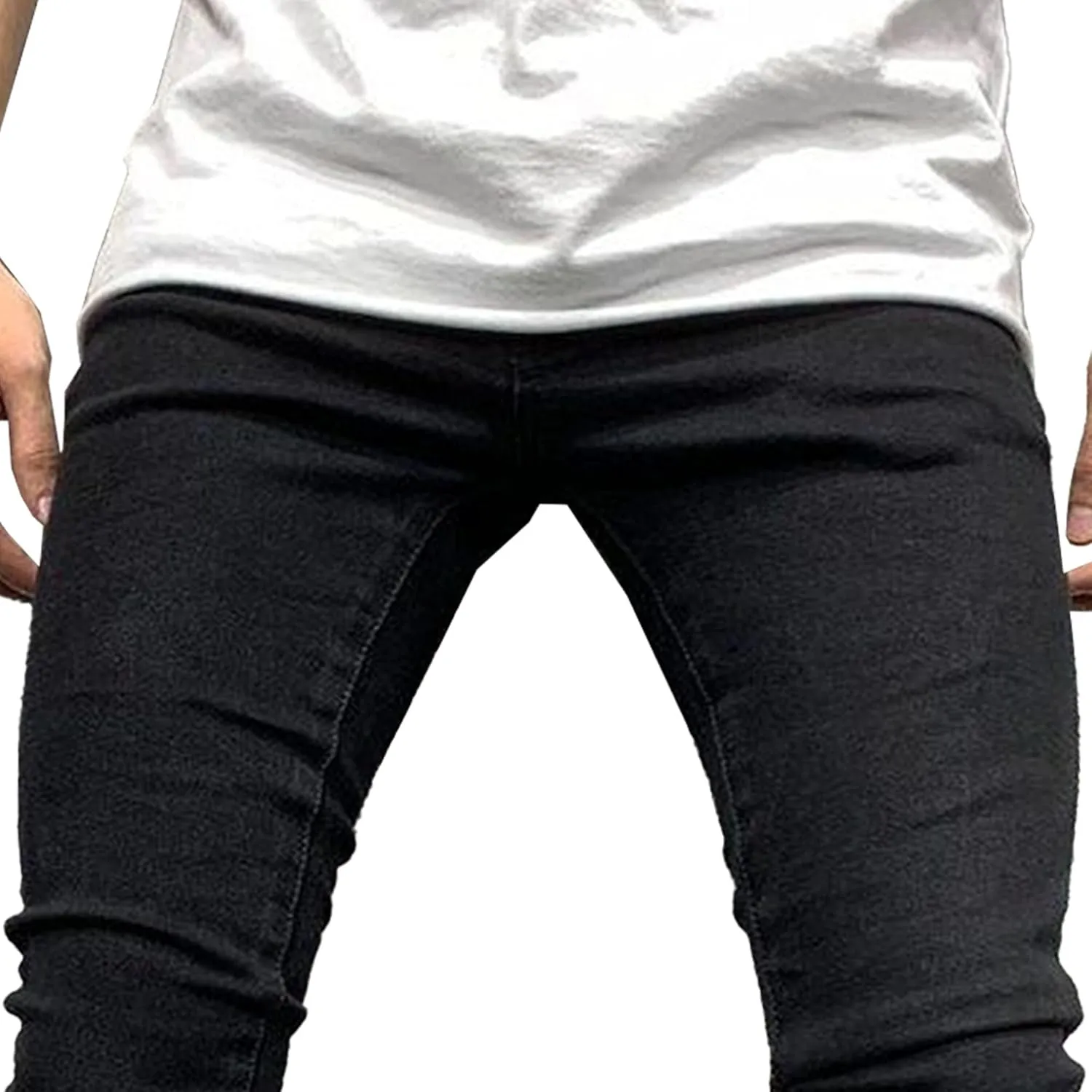 Men's Slim Fit Stretch Ripped Jean Fashion Skinny Outdoor Jean Pants Skinny Tapered Leg Casual Jeans