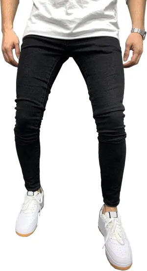Men's Slim Fit Stretch Ripped Jean Fashion Skinny Outdoor Jean Pants Skinny Tapered Leg Casual Jeans