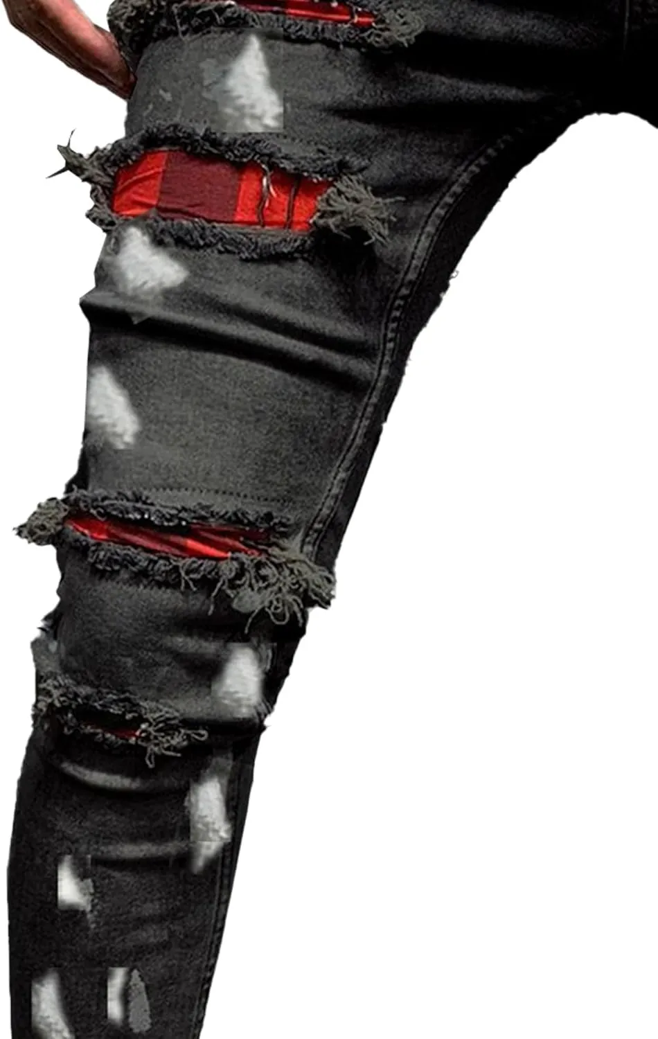 Men's Slim Fit Stretch Ripped Jean Fashion Skinny Outdoor Jean Pants Skinny Tapered Leg Casual Jeans